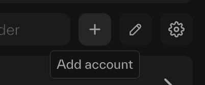 Taostats Chrome extension account toolbar with the "+" add-account button hovered, showing its "Add account" tooltip