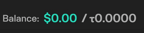 Taostats fee balance indicator showing the remaining limit order fee balance in USD and TAO side by side